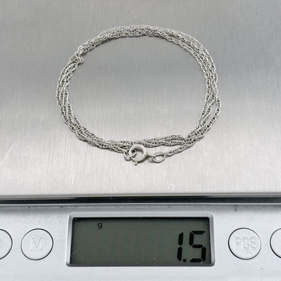 Vintage NC Sterling Silver 925 1.4mm Cable Link Chain Necklace 18" - Picture 3 of 3